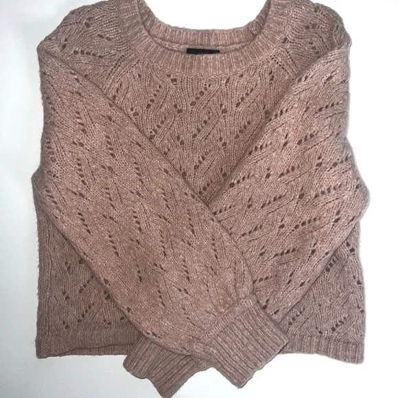 J. Crew Light Pink Pointelle Wool Blend Crew Neck Sweater Sz L - Picture 12 of 13